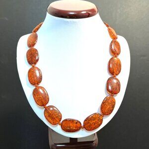 Antique Vintage Amber Cognac Color Necklace 18-20 inches